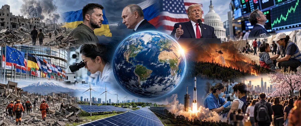 political leaders · earth globe · war destruction