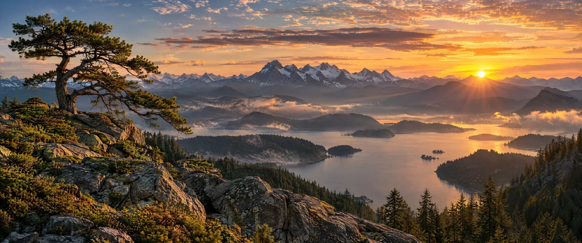mountain landscape · sunset · forest