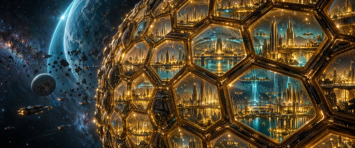 sci-fi city · hexagonal structure · futuristic architecture