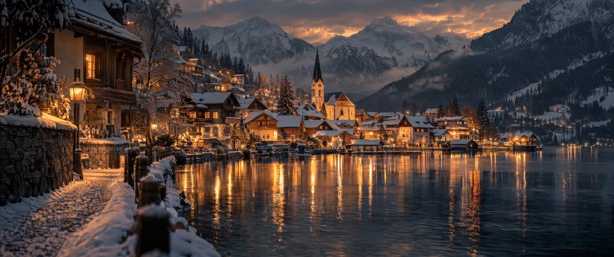 mountain · lakeside · winter