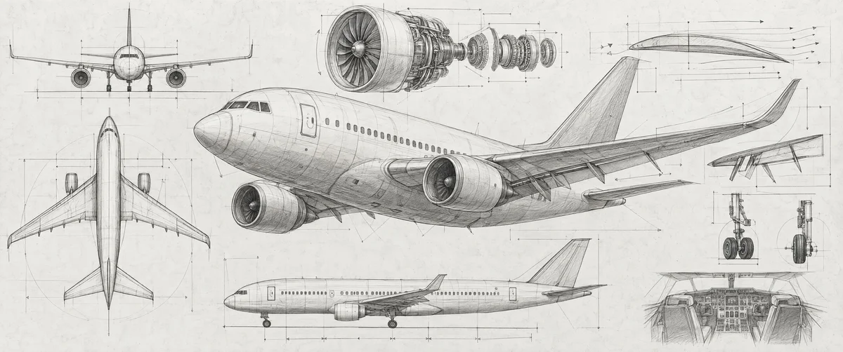 airplane · aircraft · technical drawing