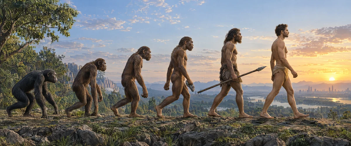tribal men · sunset landscape · running figures