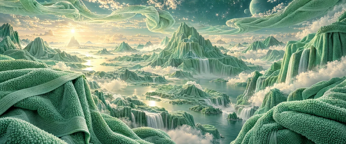 fantasy landscape · green mountains · waterfalls